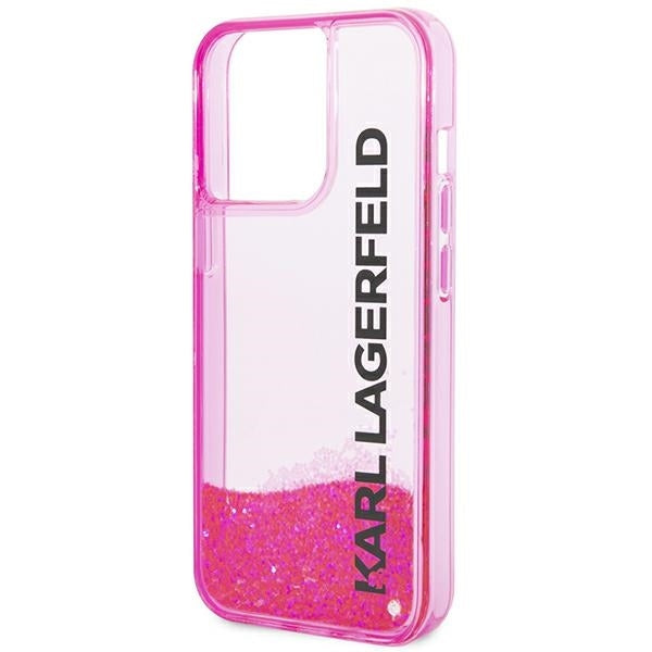 Fodral för Apple iPhone 14 Pro Max, Karl Lagerfeld, Liquid Glitter KL Logo, Rosa