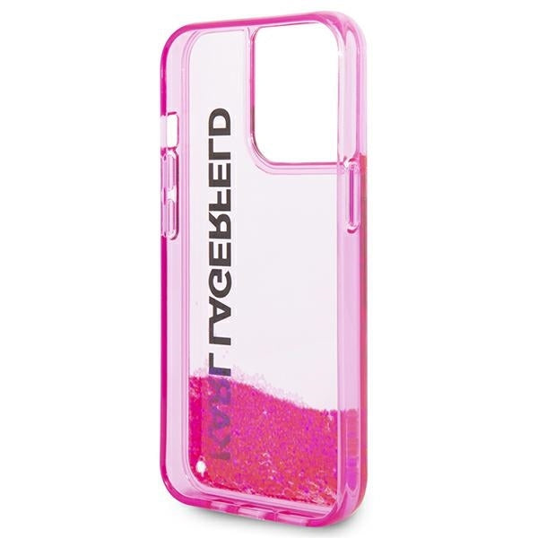 Fodral för Apple iPhone 14 Pro Max, Karl Lagerfeld, Liquid Glitter KL Logo, Rosa