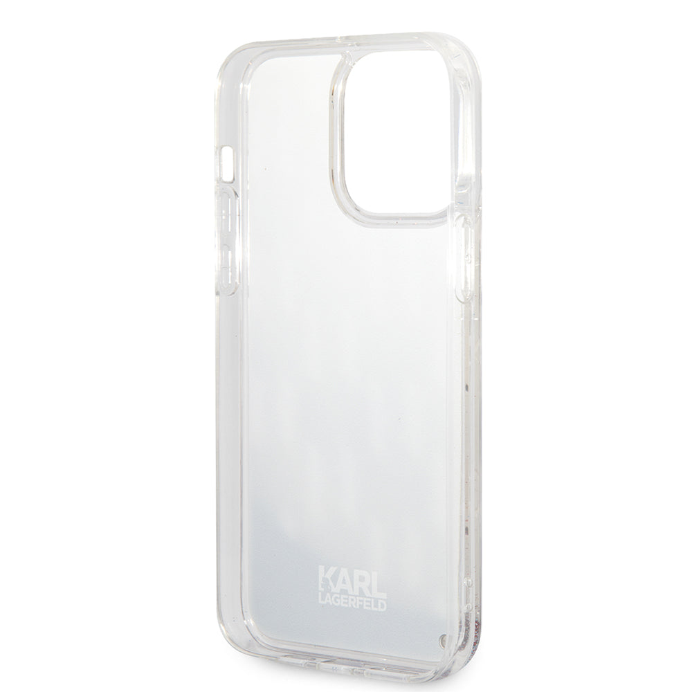 Fodral för Apple iPhone 14 Pro Max, Karl Lagerfeld, Liquid Glitter Monogram, Silver