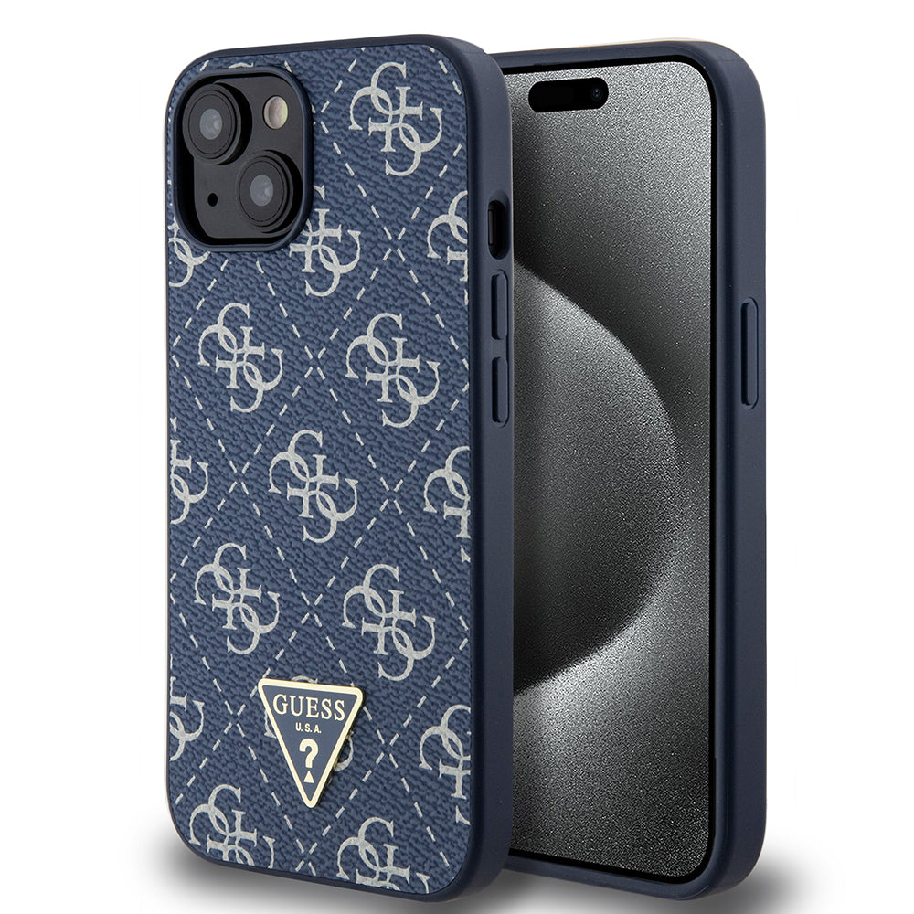 Skyddsfodral för Apple iPhone 15, Guess, 4G Triangle Logo, Blå