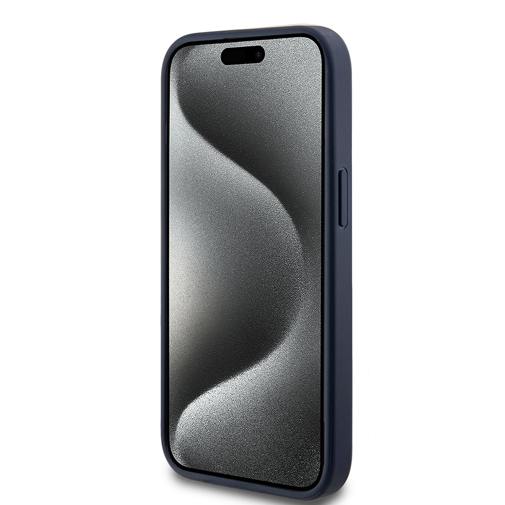 Skyddsfodral för Apple iPhone 15, Guess, 4G Triangle Logo, Blå