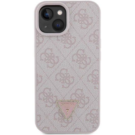 Fodral för Apple iPhone 15, Guess, 4G Triangle Strass, Rosa