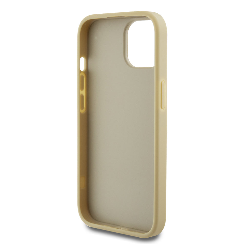 Skyddsfodral för Apple iPhone 15, Guess, Glitter Big 4G Script, Guld