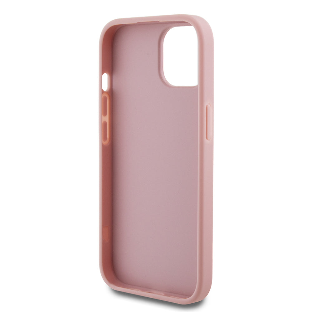 Fodral för Apple iPhone 15, Guess, Glitter Big 4G Script, Rosa