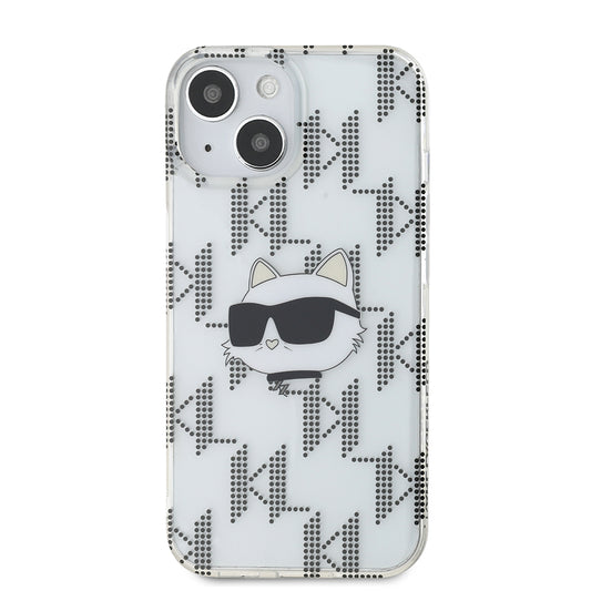 Skyddsfodral för Apple iPhone 15, Karl Lagerfeld, IML Electroplated Choupette Head, Transparent
