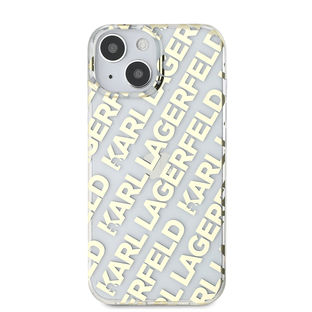 Skyddsfodral för Apple iPhone 15, Karl Lagerfeld, IML Luxury Gold Fullover Logo, Guld