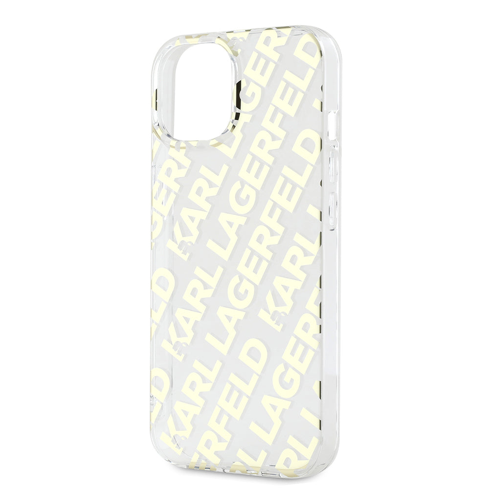 Skyddsfodral för Apple iPhone 15, Karl Lagerfeld, IML Luxury Gold Fullover Logo, Guld