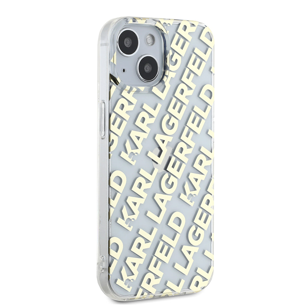Skyddsfodral för Apple iPhone 15, Karl Lagerfeld, IML Luxury Gold Fullover Logo, Guld