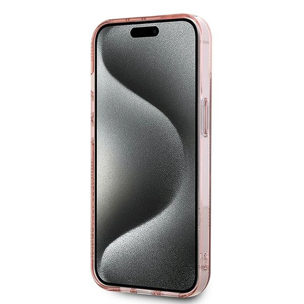 Skyddsfodral för Apple iPhone 15, Karl Lagerfeld, IML Luxury Monogram Choupette's Head, Rosa