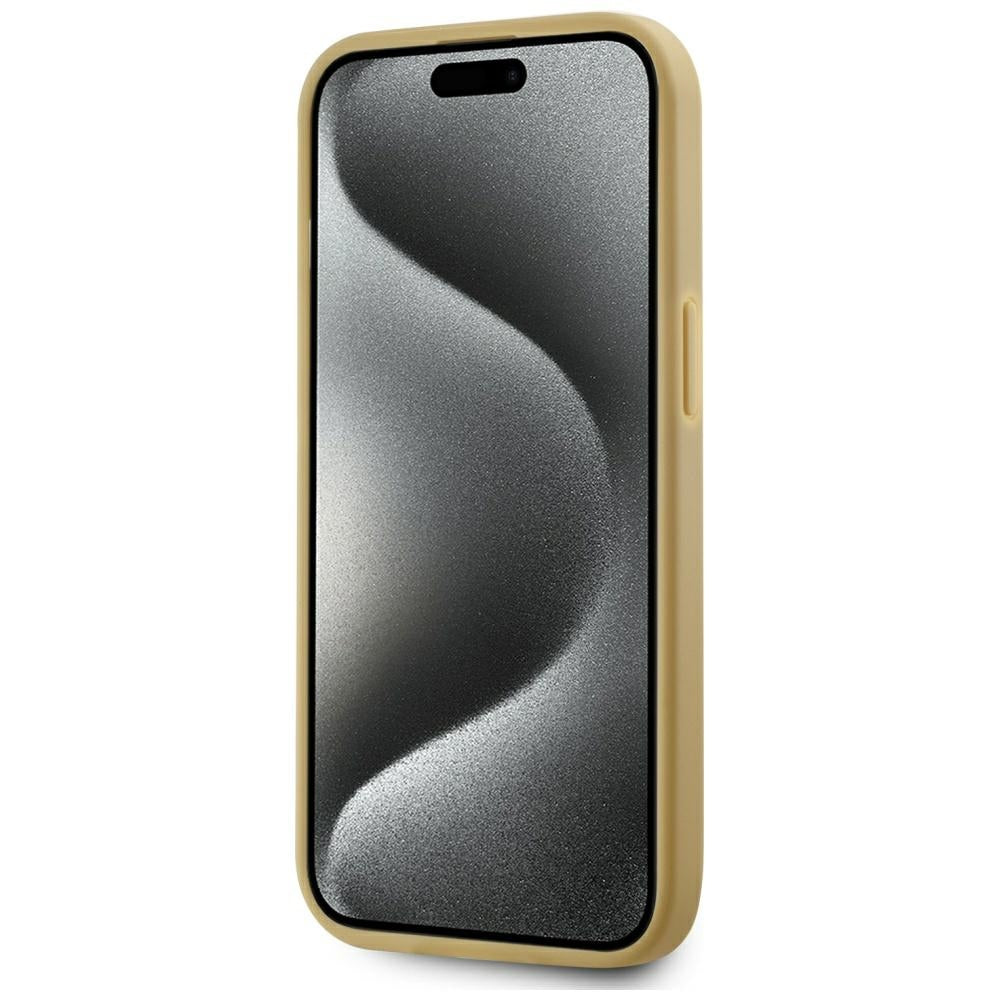 Fodral för Apple iPhone 15, Karl Lagerfeld, Metal Signature, Guld