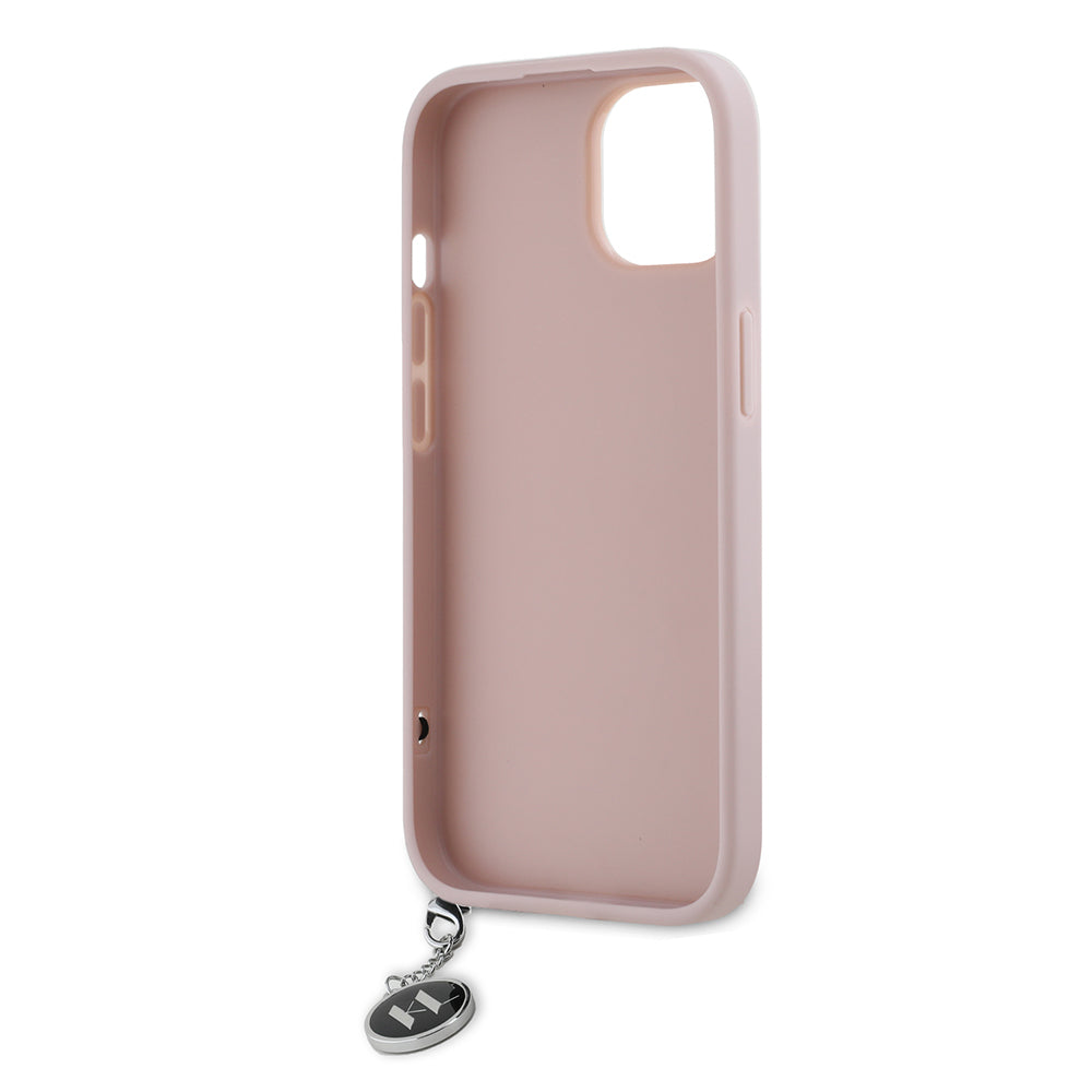 Fodral för Apple iPhone 15, Karl Lagerfeld, Saffiano Rhinestones & Charm, Rosa