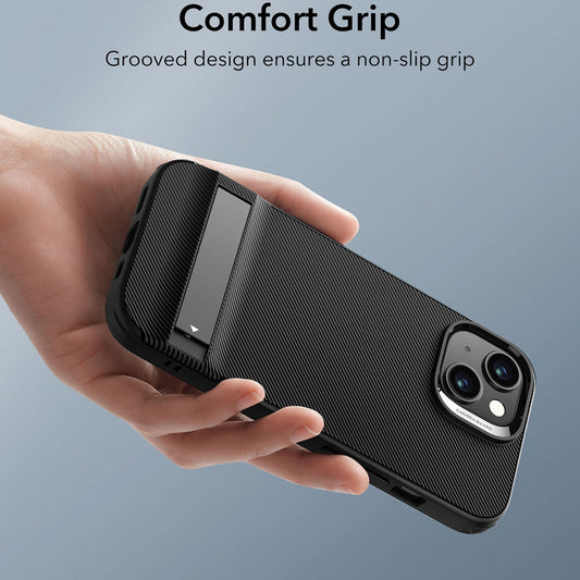 Skyddsfodral för Apple iPhone 15 Plus, ESR, Air Shield Boost Kickstand, Svart