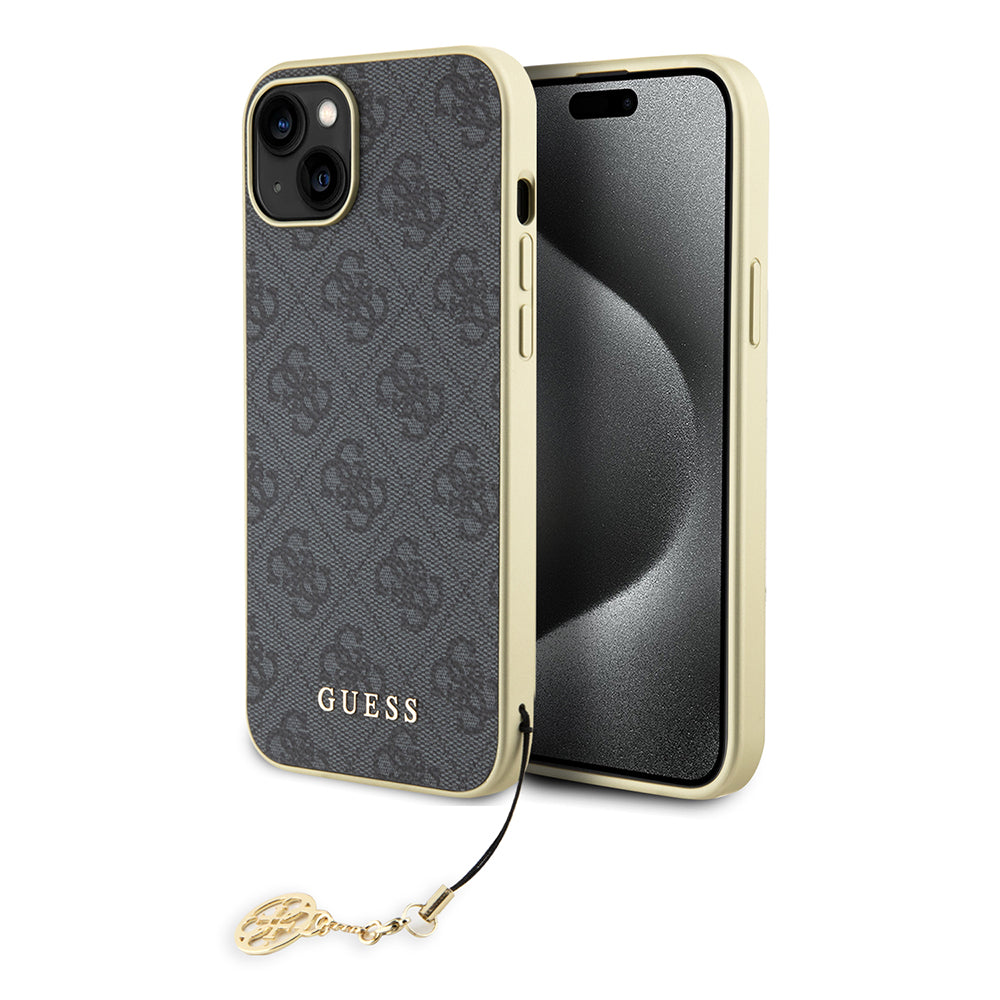Skyddsfodral för Apple iPhone 15 Plus, Guess, 4G Charm, Grå