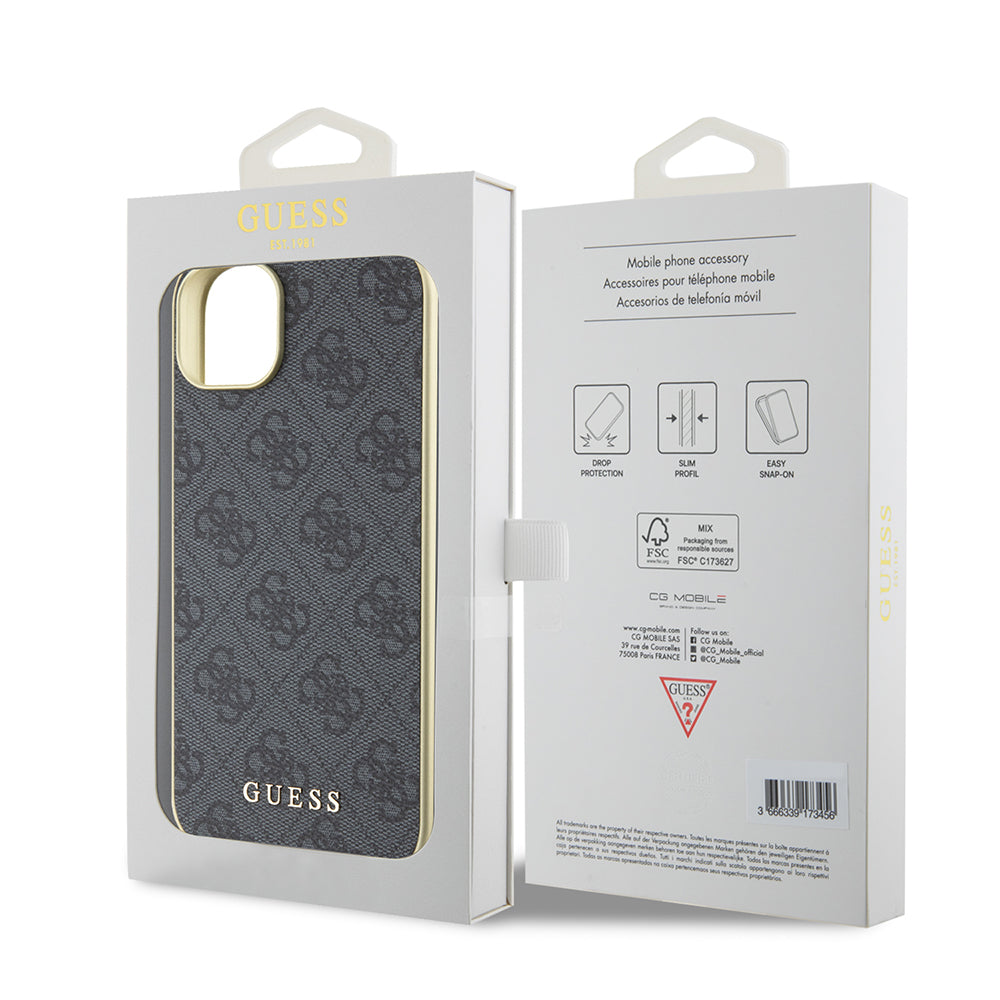 Skyddsfodral för Apple iPhone 15 Plus, Guess, 4G Charm, Grå
