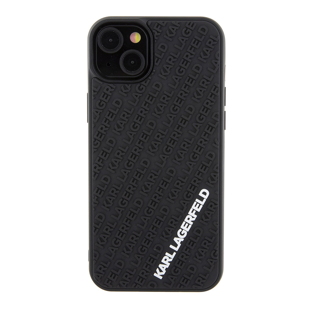 Skyddsfodral för Apple iPhone 15 Plus, Karl Lagerfeld, 3D Rubber Multi Logo, Svart