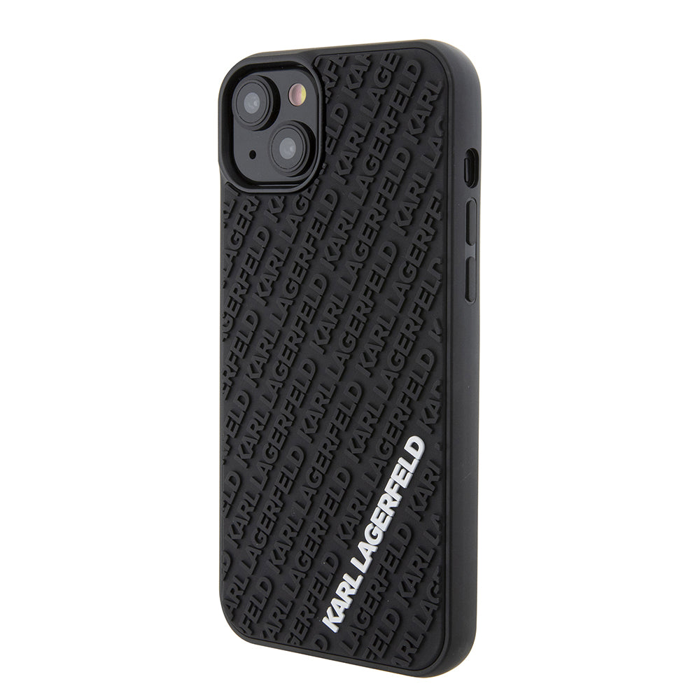 Skyddsfodral för Apple iPhone 15 Plus, Karl Lagerfeld, 3D Rubber Multi Logo, Svart