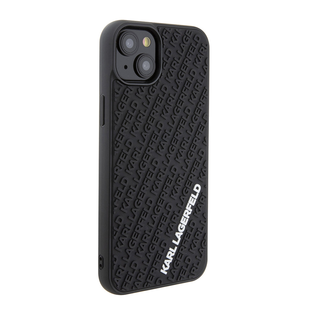 Skyddsfodral för Apple iPhone 15 Plus, Karl Lagerfeld, 3D Rubber Multi Logo, Svart