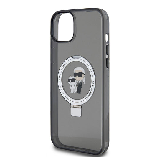 Fodral för Apple iPhone 15 Plus, Karl Lagerfeld, Ringstand Karl & Choupette, Svart