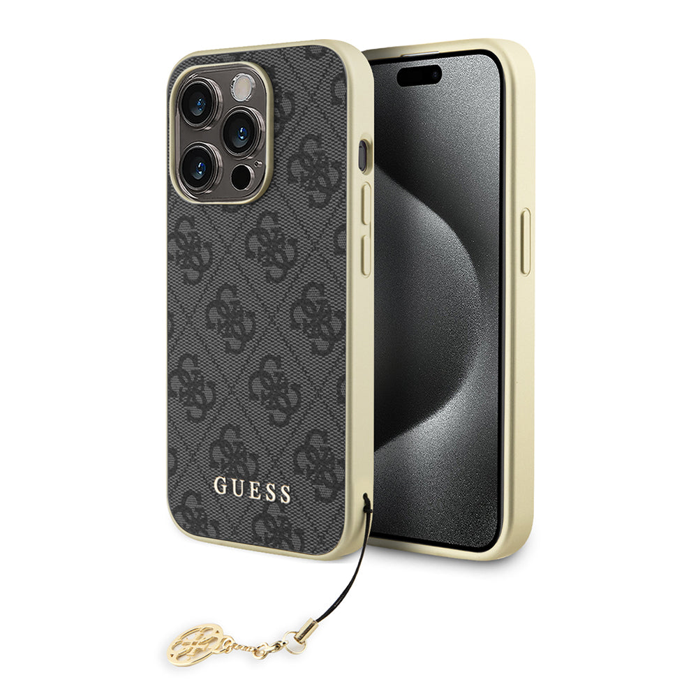 Skyddsfodral för Apple iPhone 15 Pro, Guess, 4G Charm, Grå