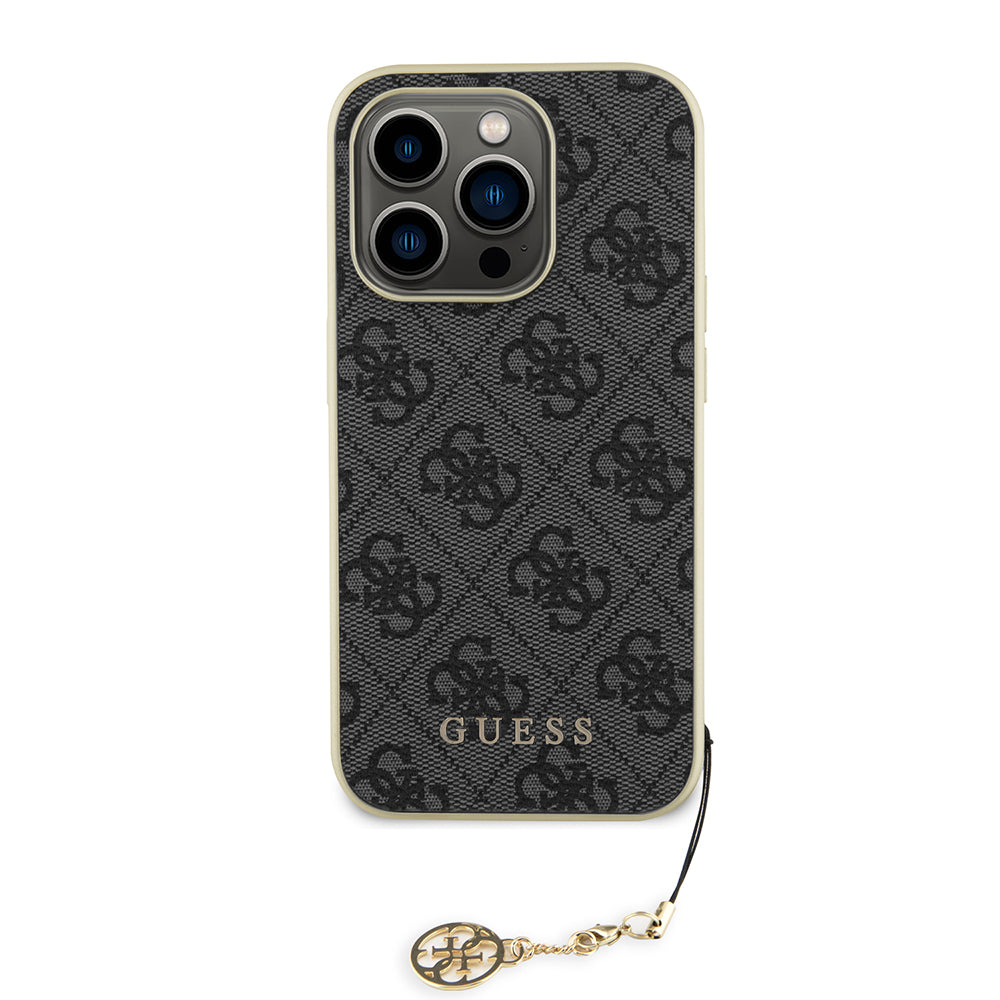 Skyddsfodral för Apple iPhone 15 Pro, Guess, 4G Charm, Grå