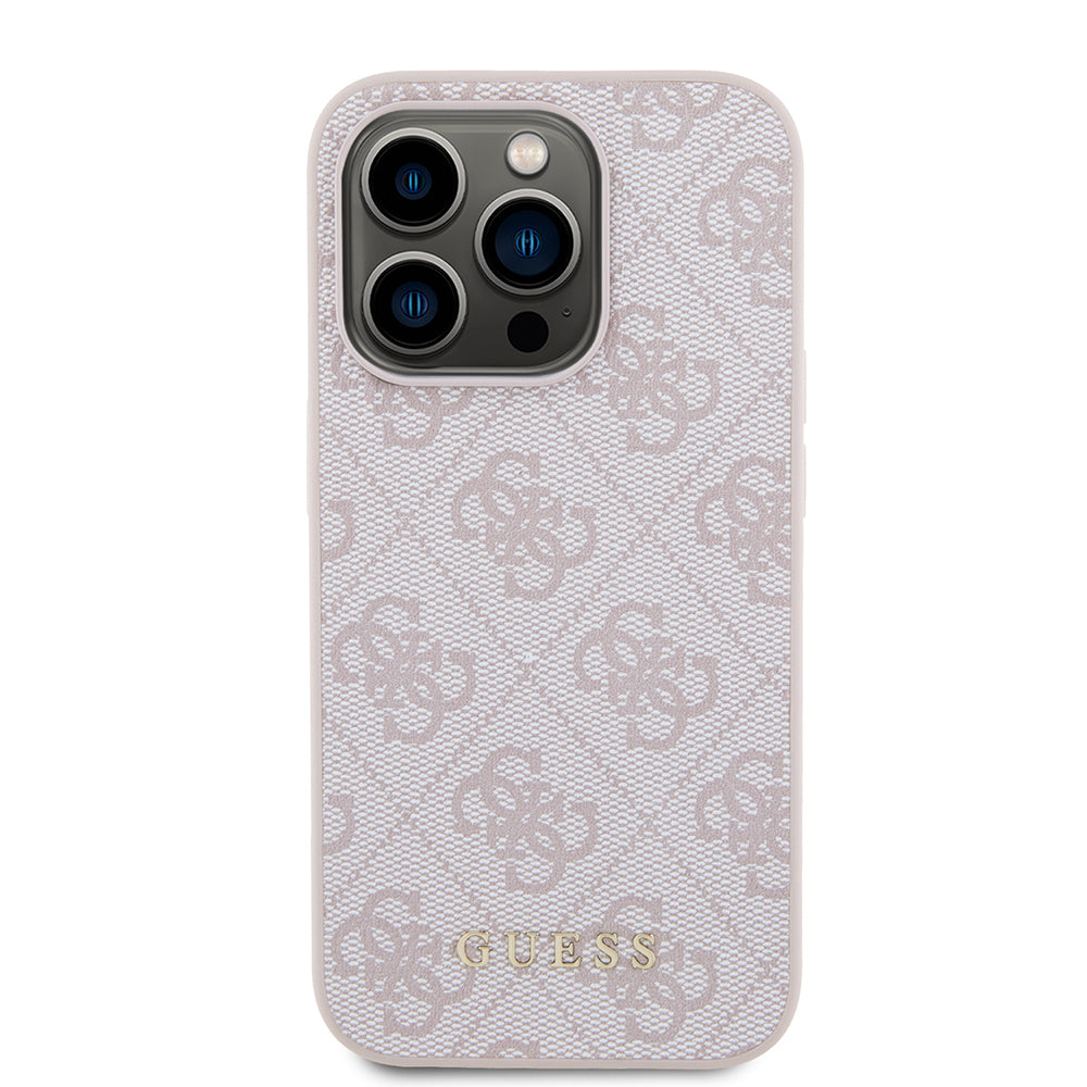 Skyddsfodral för Apple iPhone 15 Pro, Guess, 4G Metal Gold Logo, Rosa