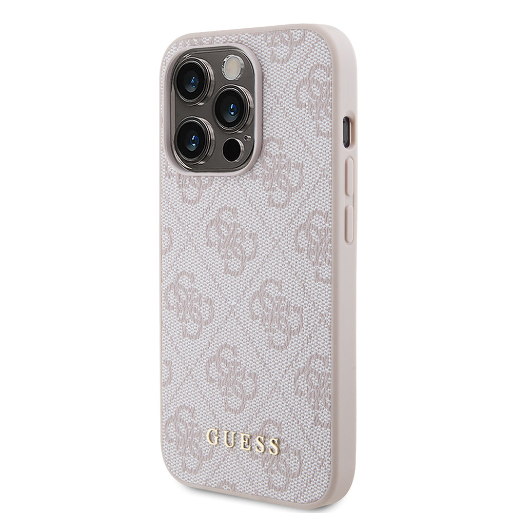 Skyddsfodral för Apple iPhone 15 Pro, Guess, 4G Metal Gold Logo, Rosa