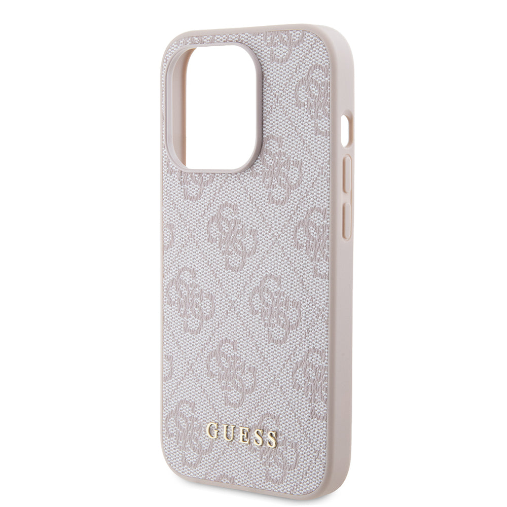 Skyddsfodral för Apple iPhone 15 Pro, Guess, 4G Metal Gold Logo, Rosa