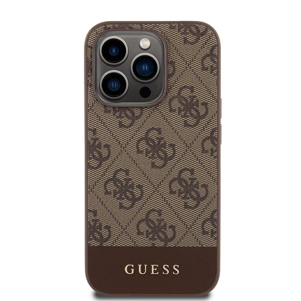 Case for Apple iPhone 15 Pro, Guess, 4G Stripe, Brown