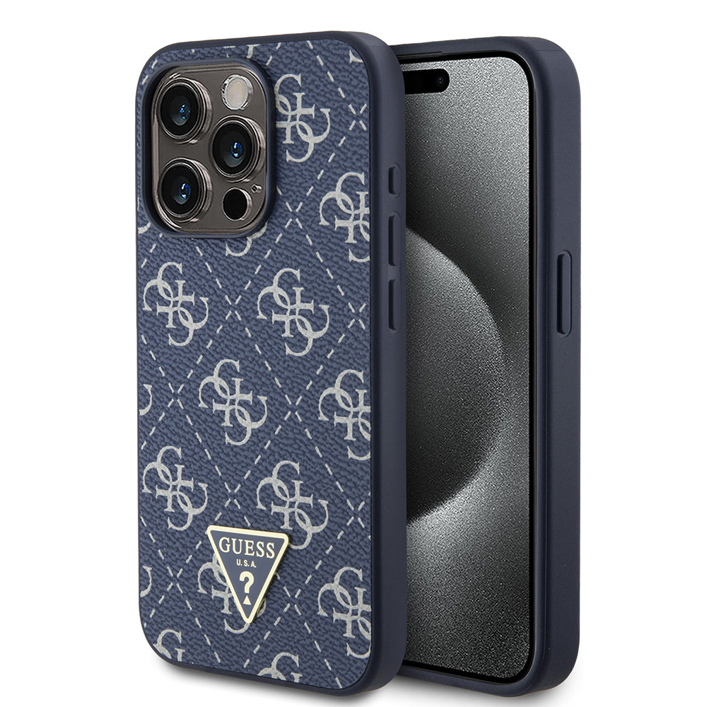 Skyddsfodral för Apple iPhone 15 Pro, Guess, 4G Triangle Logo, Blå