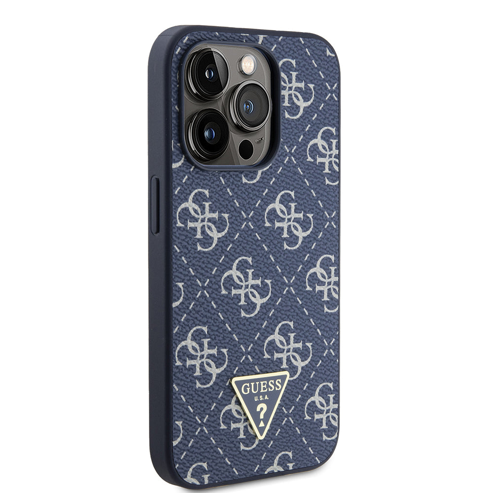 Skyddsfodral för Apple iPhone 15 Pro, Guess, 4G Triangle Logo, Blå