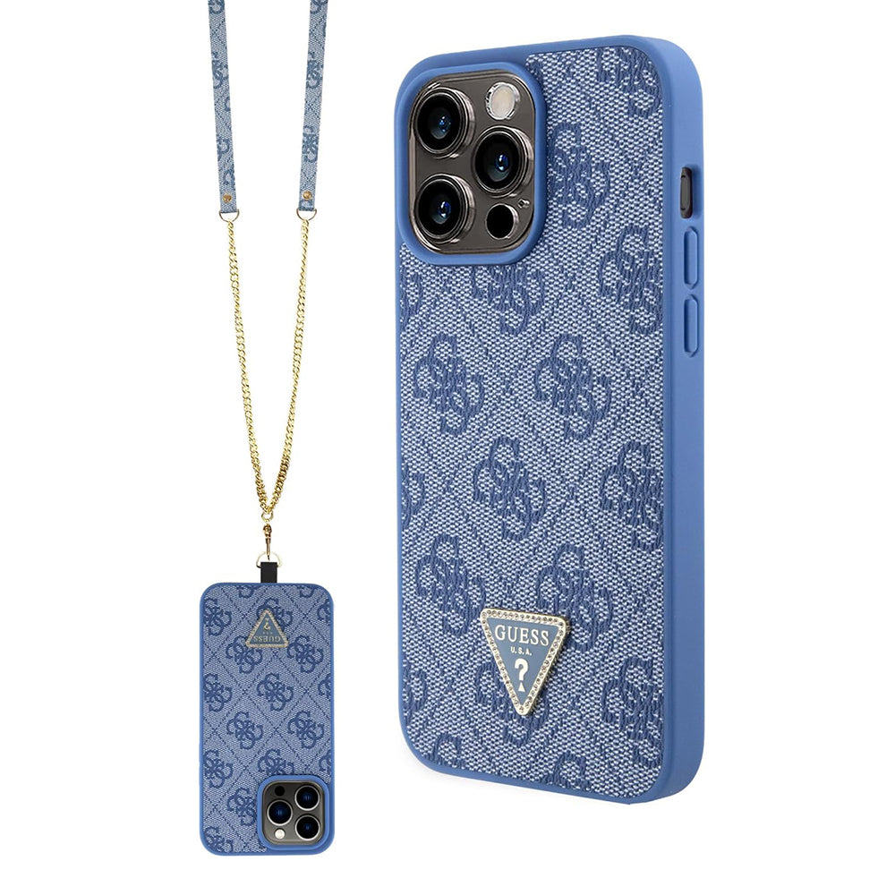 Fodral för Apple iPhone 15 Pro, Guess, Crossbody 4G Metal Logo, Blå