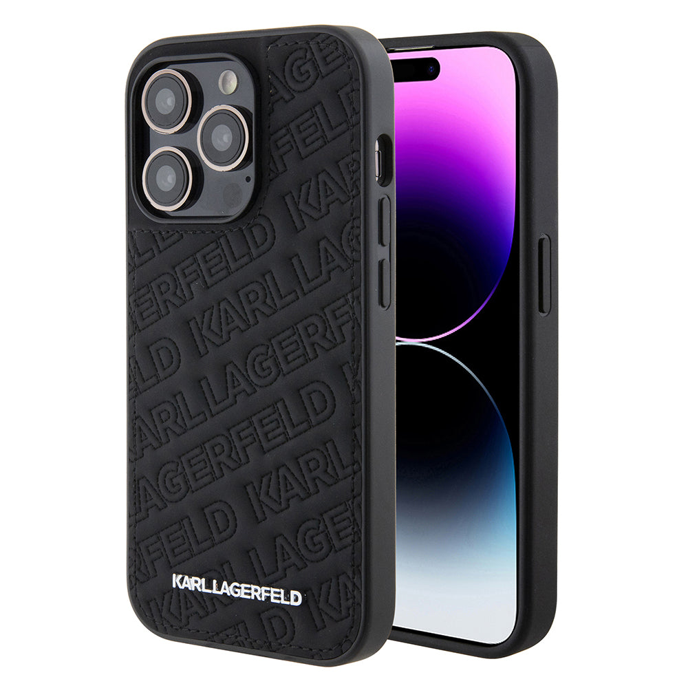 Fodral för Apple iPhone 15 Pro, Karl Lagerfeld, Diagonal Quilted K Pattern, Svart