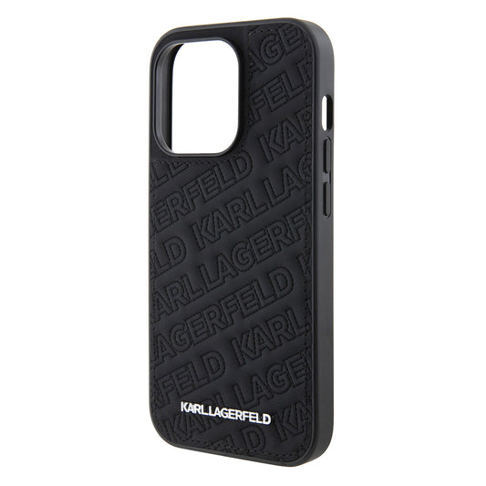 Case for Apple iPhone 15 Pro, Karl Lagerfeld, Diagonal Quilted K Pattern, Black