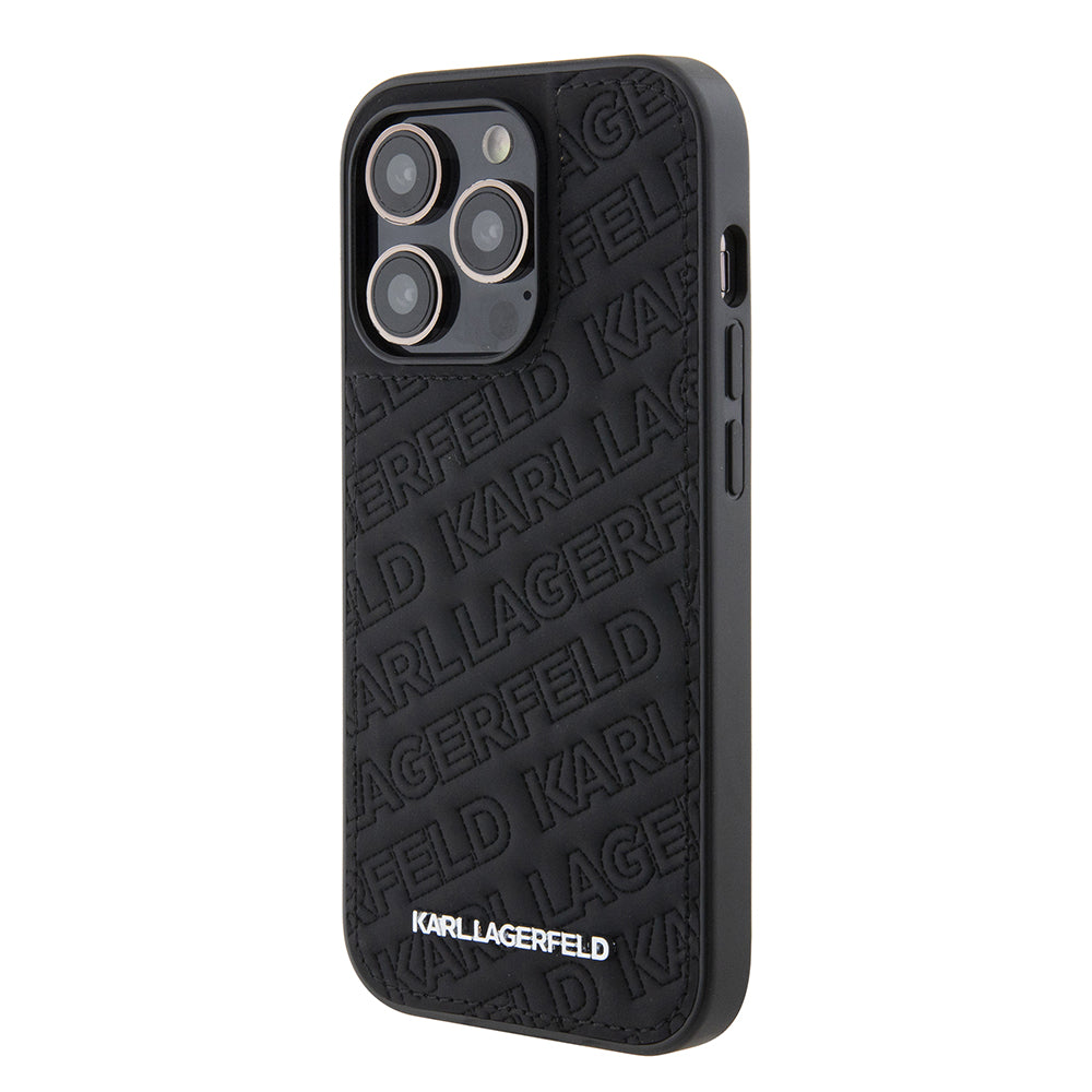 Fodral för Apple iPhone 15 Pro, Karl Lagerfeld, Diagonal Quilted K Pattern, Svart