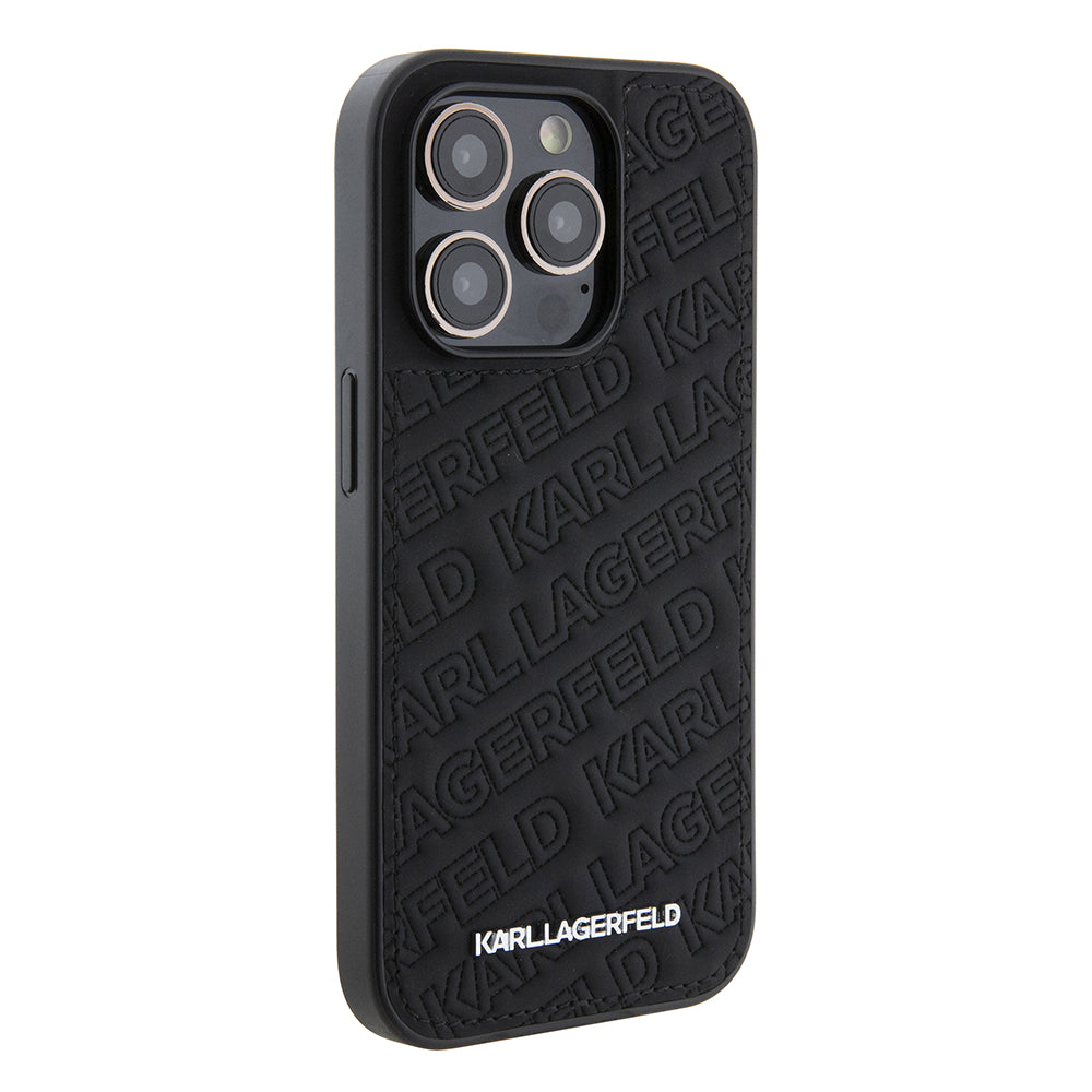 Fodral för Apple iPhone 15 Pro, Karl Lagerfeld, Diagonal Quilted K Pattern, Svart