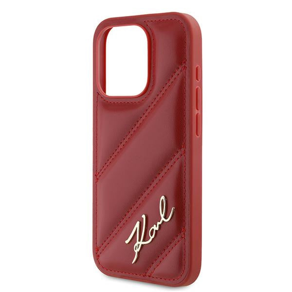 Fodral för Apple iPhone 15 Pro, Karl Lagerfeld, Diagonal Quilted Script, Rosie