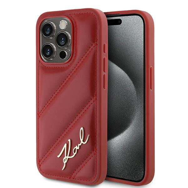 Fodral för Apple iPhone 15 Pro, Karl Lagerfeld, Diagonal Quilted Script, Rosie