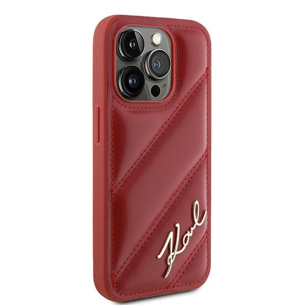 Fodral för Apple iPhone 15 Pro, Karl Lagerfeld, Diagonal Quilted Script, Rosie