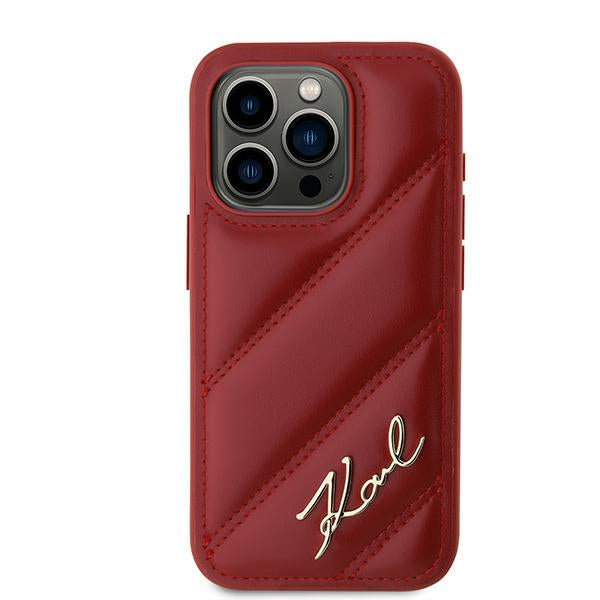 Fodral för Apple iPhone 15 Pro, Karl Lagerfeld, Diagonal Quilted Script, Rosie