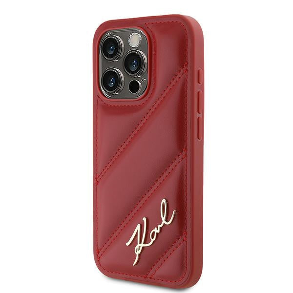 Fodral för Apple iPhone 15 Pro, Karl Lagerfeld, Diagonal Quilted Script, Rosie