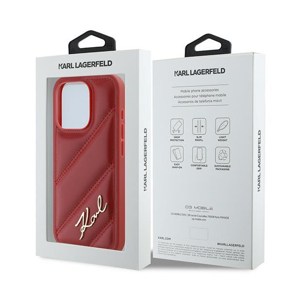Fodral för Apple iPhone 15 Pro, Karl Lagerfeld, Diagonal Quilted Script, Rosie