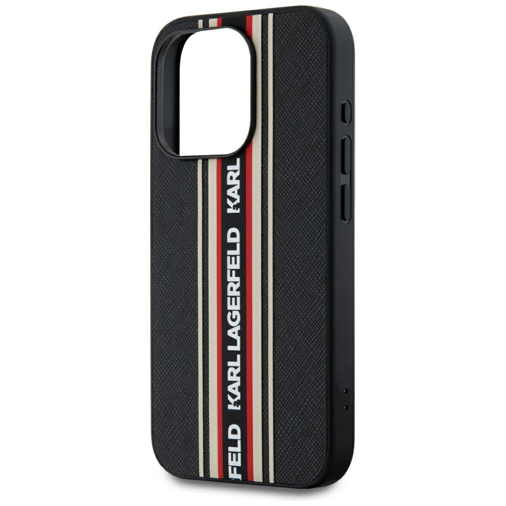 Fodral för Apple iPhone 15 Pro, Karl Lagerfeld, Saffiano Athleisure Stripes with Strap, Rosie