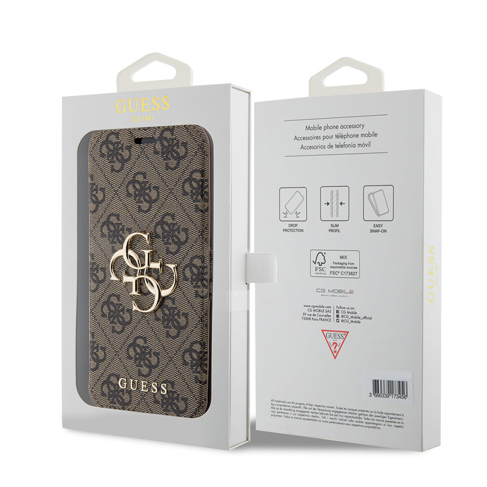 Case for Apple iPhone 15 Pro Max, Guess, 4G Book, Brown