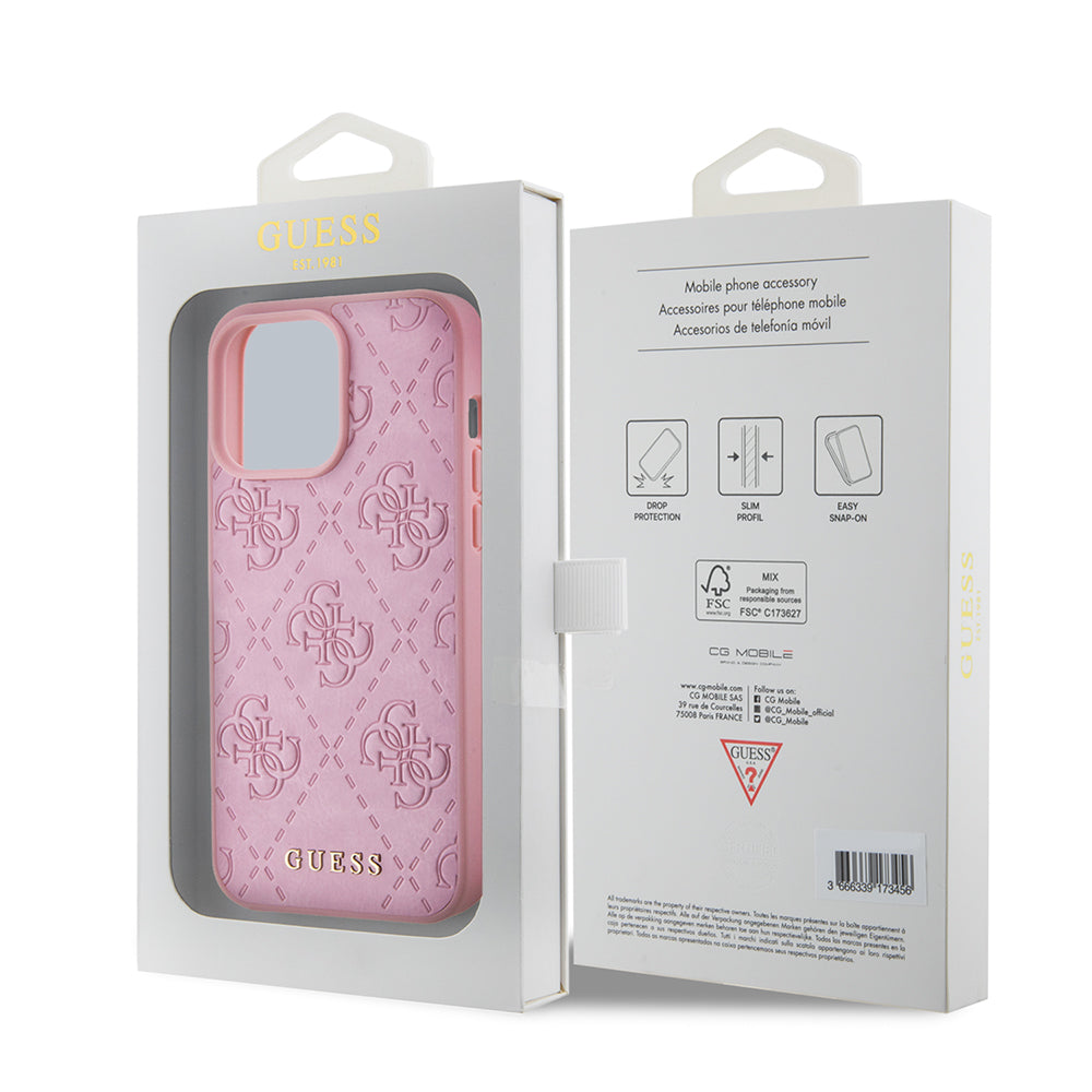 Skyddsfodral för Apple iPhone 15 Pro Max, Guess, 4G Stamped, Rosa