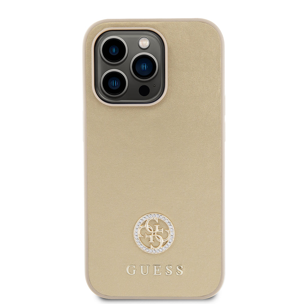 Skyddsfodral för Apple iPhone 15 Pro Max, Guess, 4G Strass Metal Logo, Guld