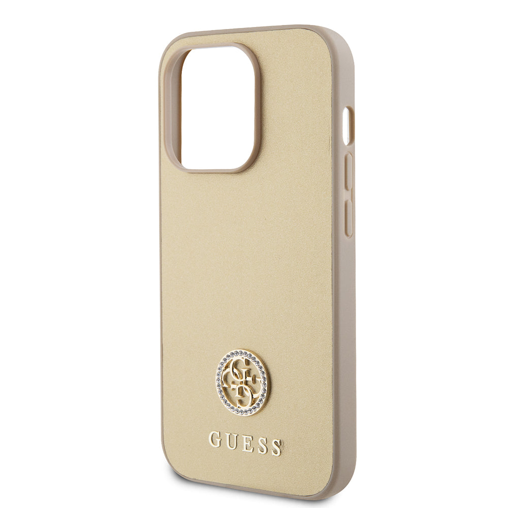 Skyddsfodral för Apple iPhone 15 Pro Max, Guess, 4G Strass Metal Logo, Guld