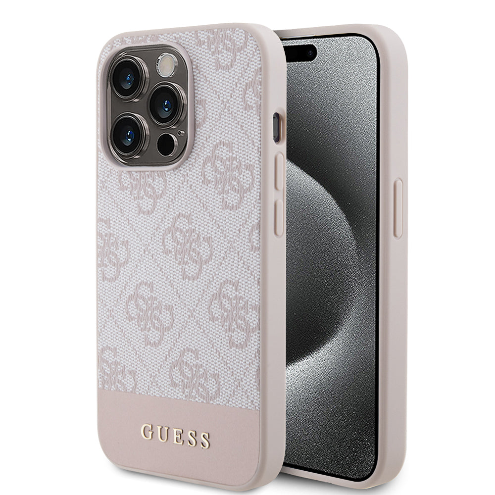 Skyddsfodral för Apple iPhone 15 Pro Max, Guess, 4G Stripe, Rosa