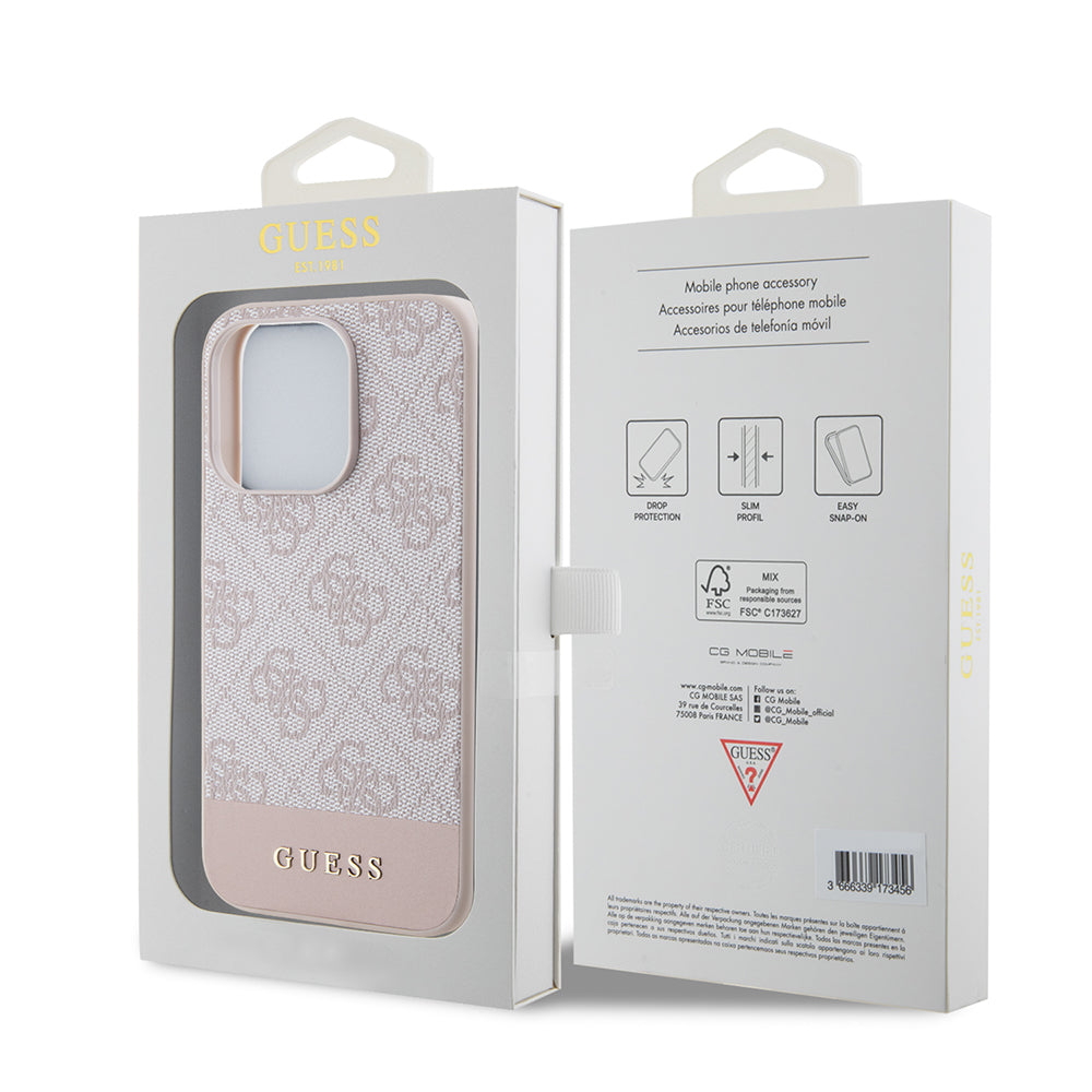 Skyddsfodral för Apple iPhone 15 Pro Max, Guess, 4G Stripe, Rosa