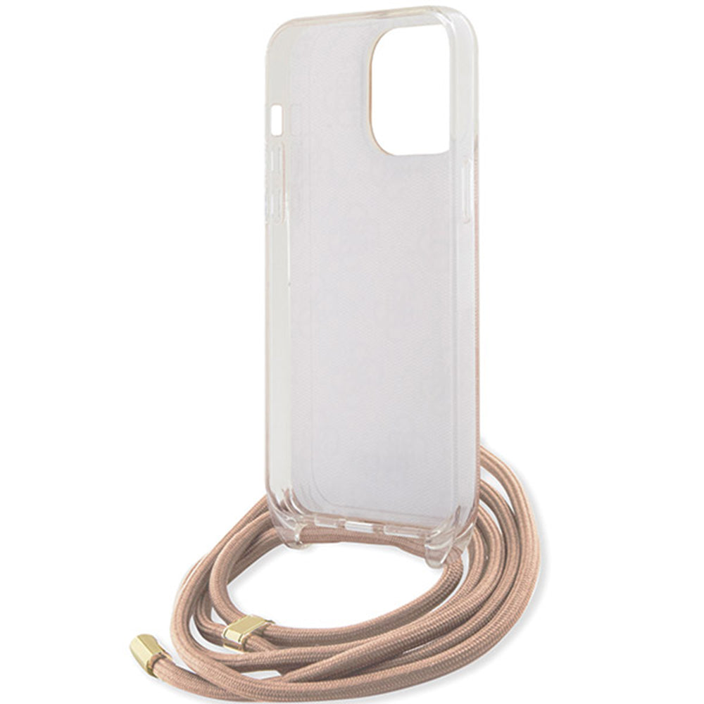 Fodral för Apple iPhone 15 Pro Max, Guess, Crossbody Cord 4G Print, Rosa