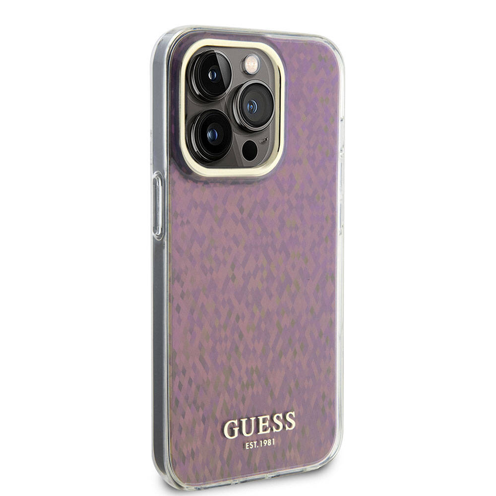 Skyddsfodral för Apple iPhone 15 Pro Max, Guess, IML Faceted Mirror Disco Iridescent, Rosa